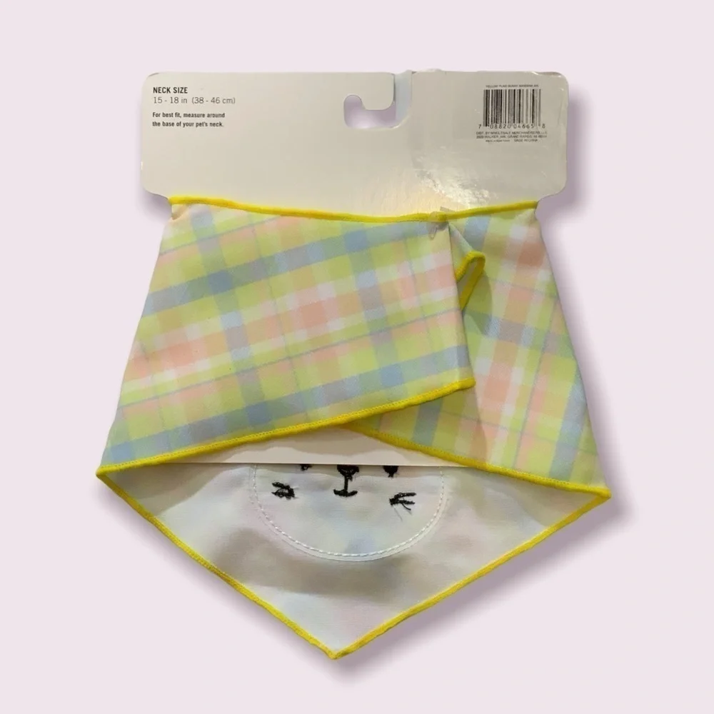 Easter Dog Bandanna Bunny Rabbit Spring Colors Plaid Multicolor Medium to Large